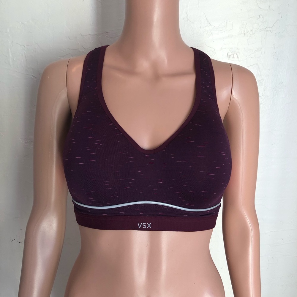 Victoria’s Secret VSX Sport Racer-Back Push-Up Bra Maroon Women’s Size 34D Glow